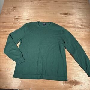 J.Crew 100% Cotton Crew Neck Solid Dark Green Knit Sweater Size Medium